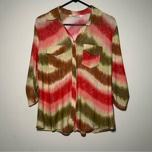 Emily Daniels Multicolor Women's Button Up Long Sleeve Blouse Top Size Large